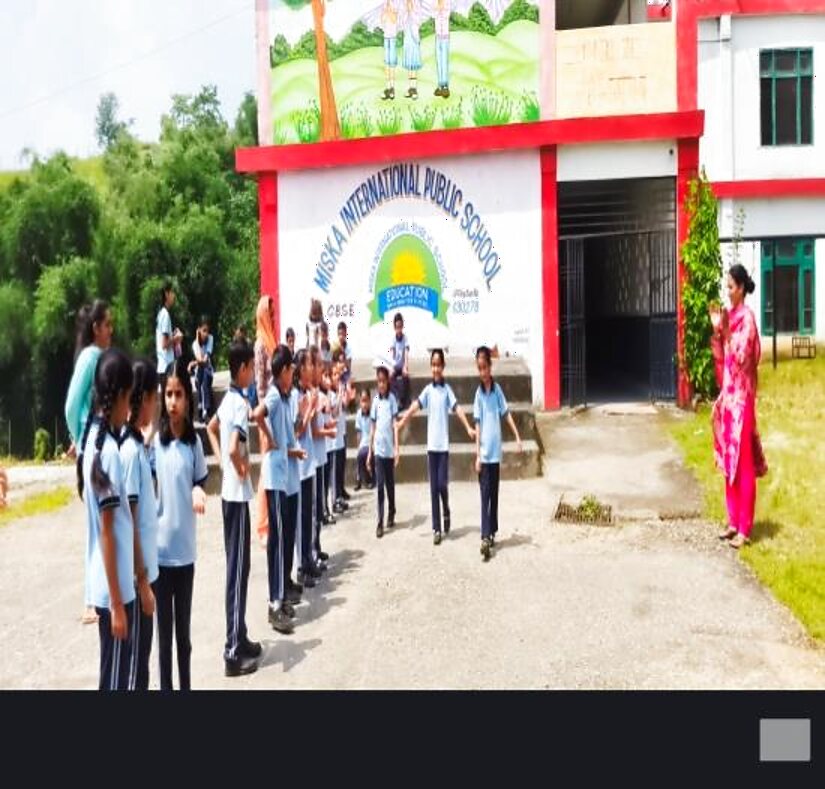 Assembly before the school building